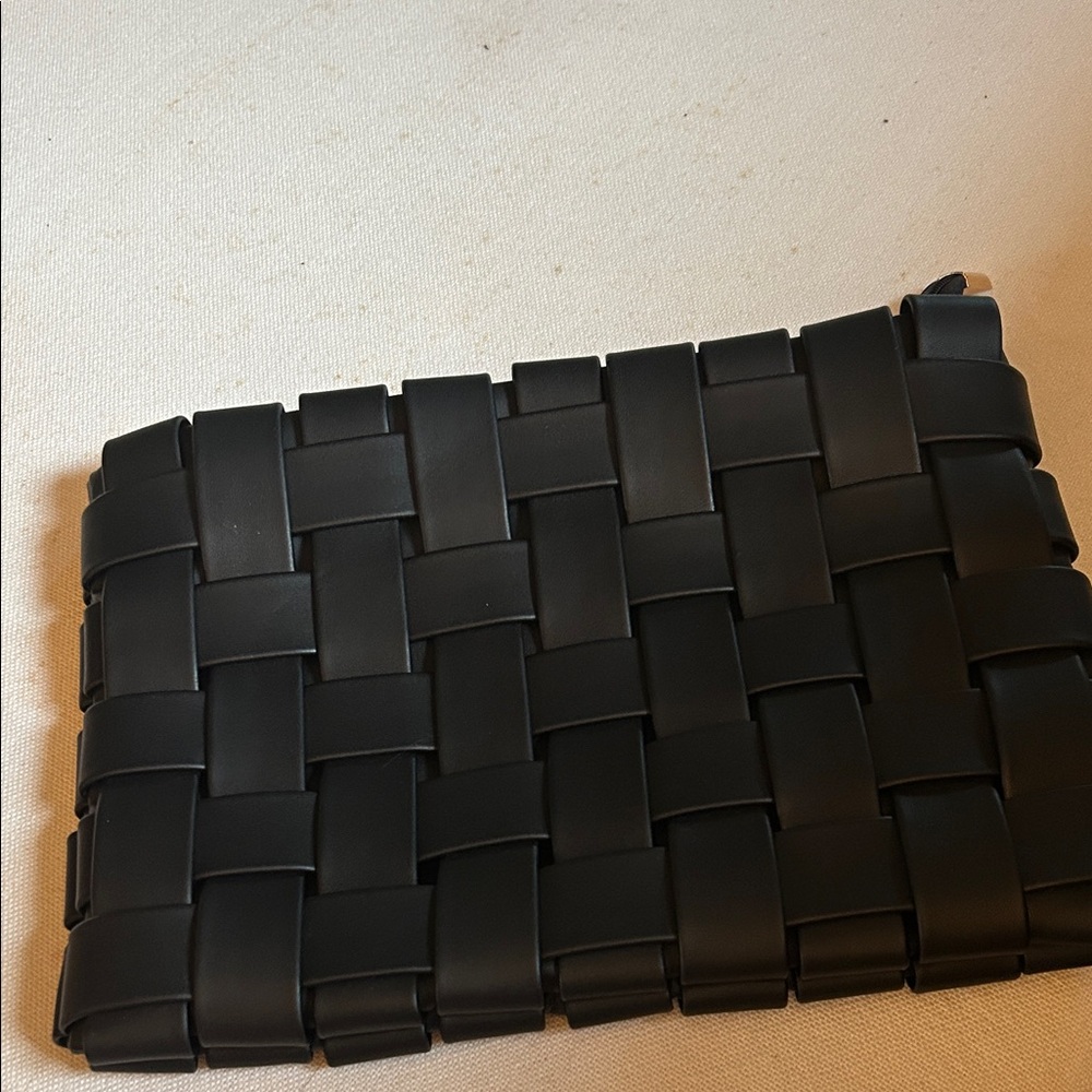 Anthropologie Black Woven Clutch no strap